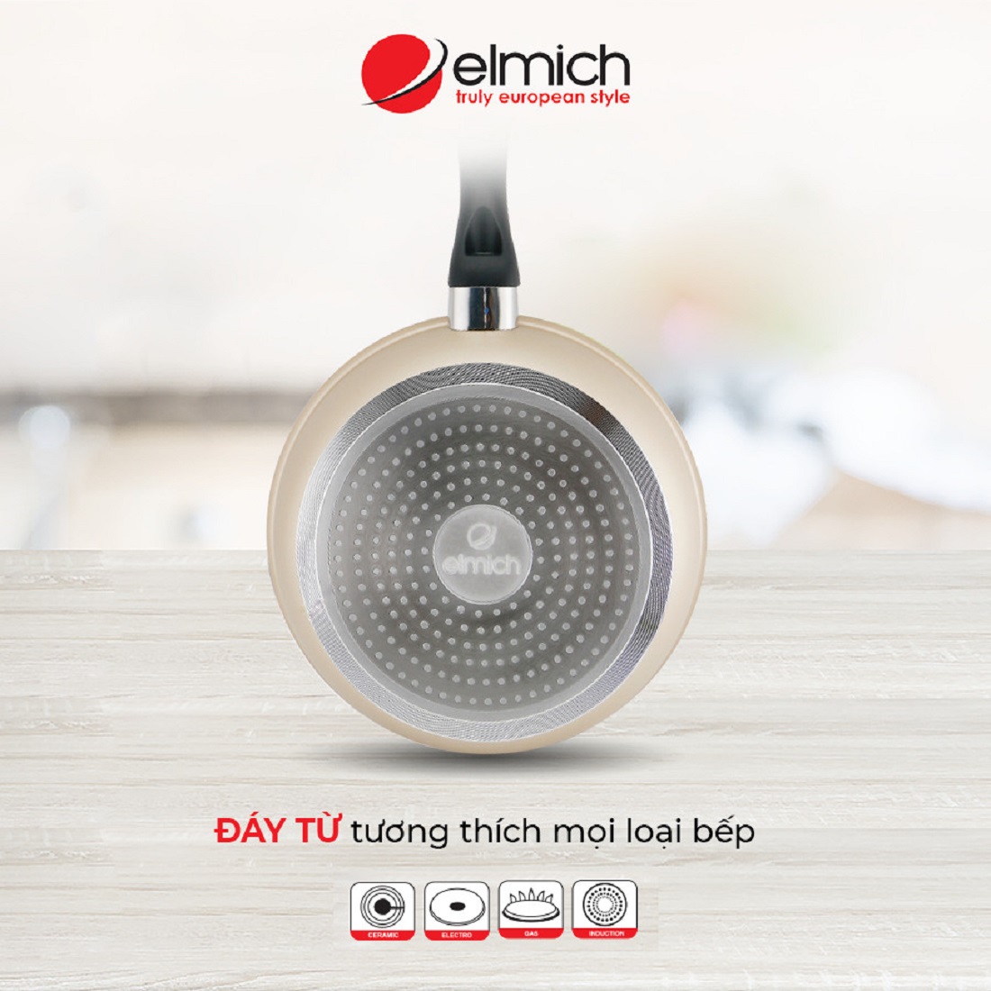 Chảo chống dính đáy từ Elmich EL- 3830 size 20cm, Màu sắc: Sơn ngoài màu vàng nhạt, Kiểu dáng: Chảo thành cao, loe miệng, Kích thước : 20 x 5.8 cm, Chất liệu: Nhôm nguyên chất