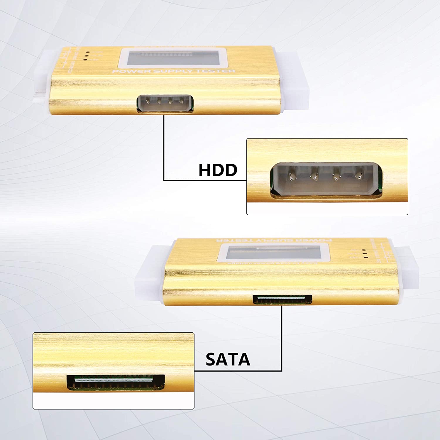 Thiết Bị Test Nguồn ATX Máy Tính 20 + 24 Pin Hiển Thị Màn Hình LCD (Vàng) - Hàng Nhập Khẩu