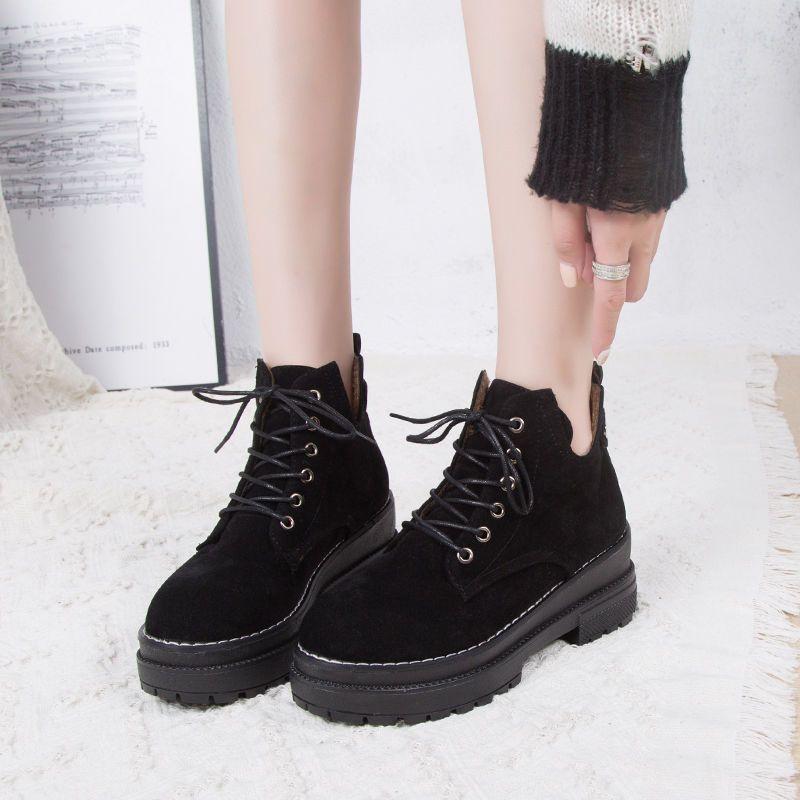 Giày Bốt Martin Lót Lông Cừu Dày Dặn Tăng Chiều Cao Phong Cách Anh Quốc Thời Trang Thu Đông Cá Tính Cho Nữ