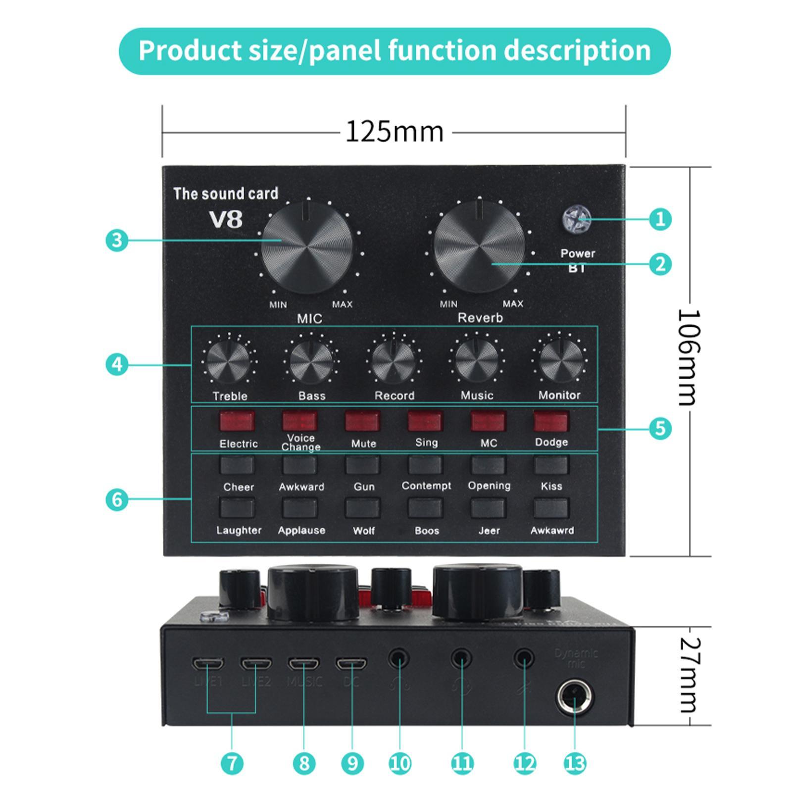 Voice Conversion Sound Card for Karaoke Living Broadcast Chat On Style A