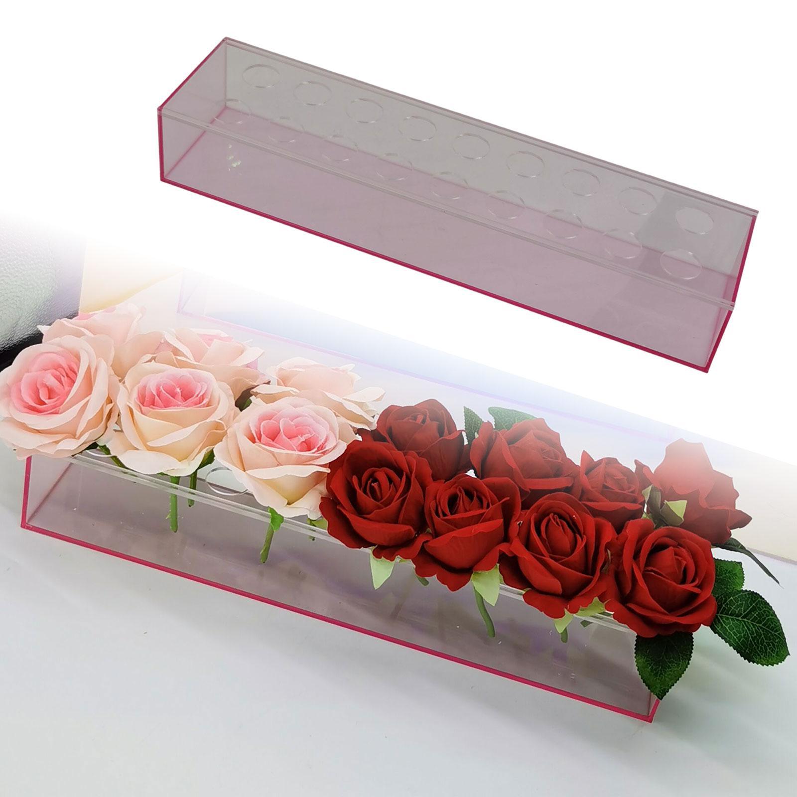 Hydroponics Plants Holder Home Living Room Acrylic Flower Vase Rectangular