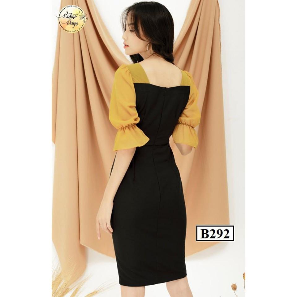 Váy đầm body B292 đen vàng thời trang nữ hàng thiết kế Cao Cấp