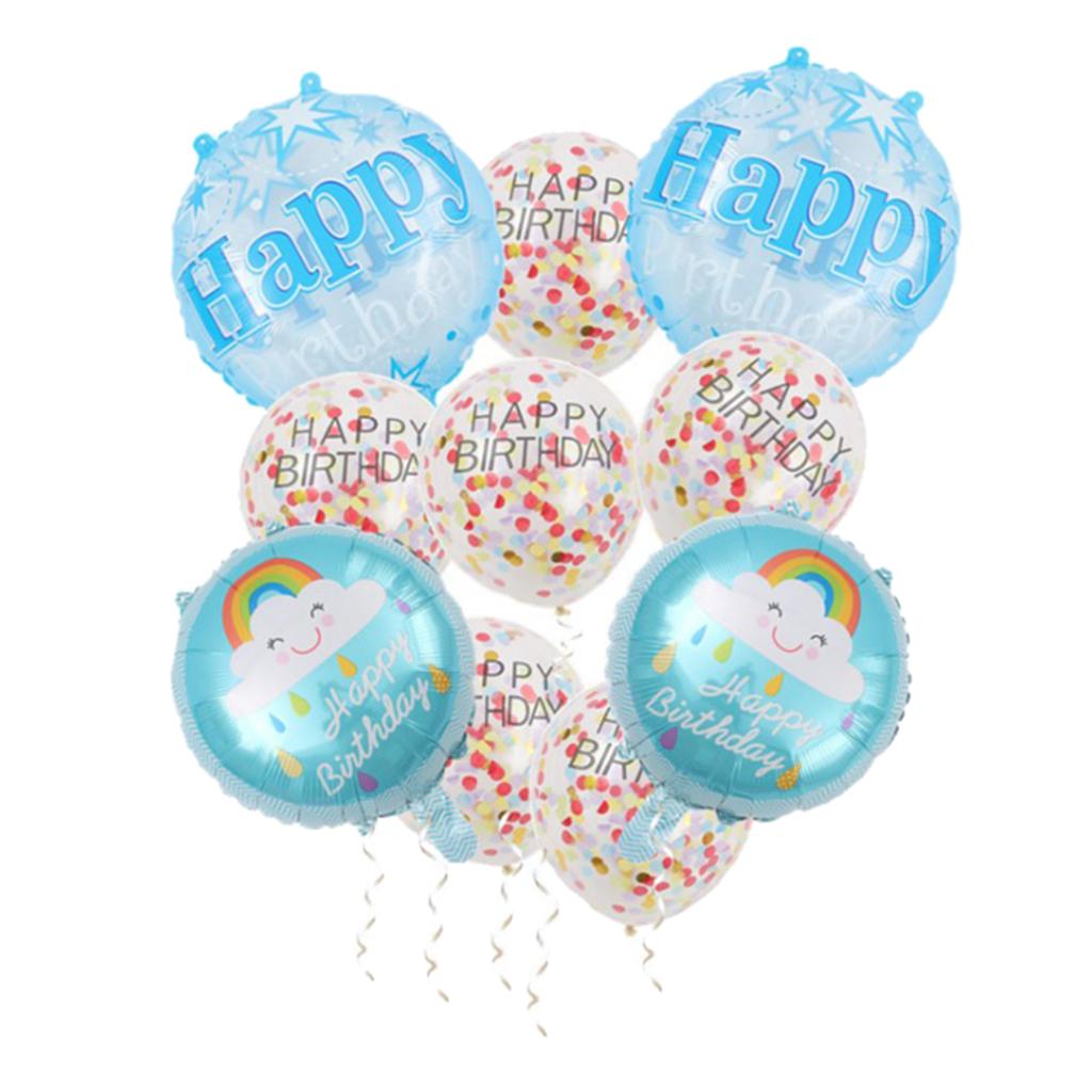 10PCS Confetti Foil Balloon Birthday Balloons Party Wedding Decor Set