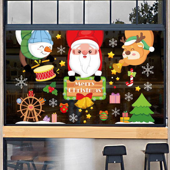 Decal trang trí Noel hít tĩnh điện - Đêm Noel cùng nhau đánh trống thổi kèn