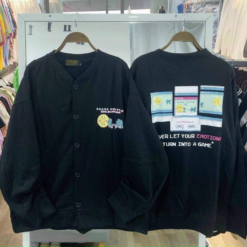 Áo khoác cardigan nữ mặt cười W game chất nỉ bông cao cấp phối màu cực đẹp phong cách Hàn
