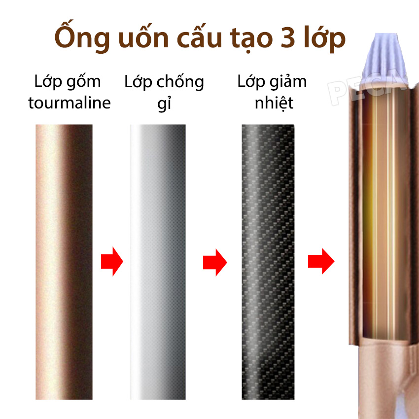 Máy uốn tóc 3 trục Kemei KM-1010 điều chỉnh 2 mức nhiệt độ chuyên dụng làm tóc xoăn gợn sóng, uốn tóc uốn sóng nước bồng bềnh tiện lợi Tặng kèm lược chải tóc rối massage ( Giao màu ngẫu nhiên )