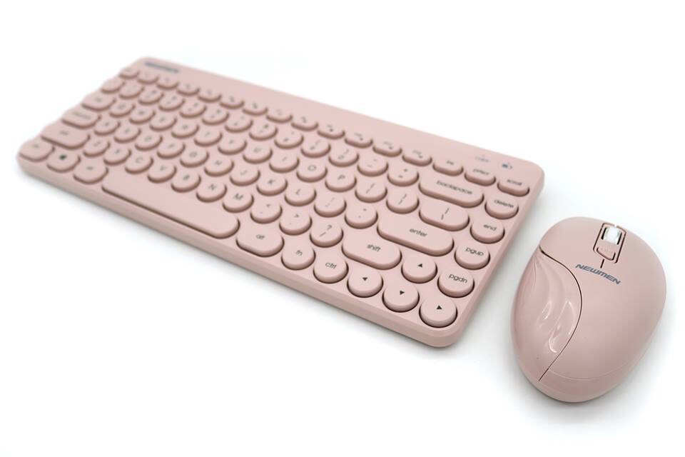 Combo phím và chuột không dây siêu đáng yêu NEWMEN K928 màu hồng _ Hàng chính hãng