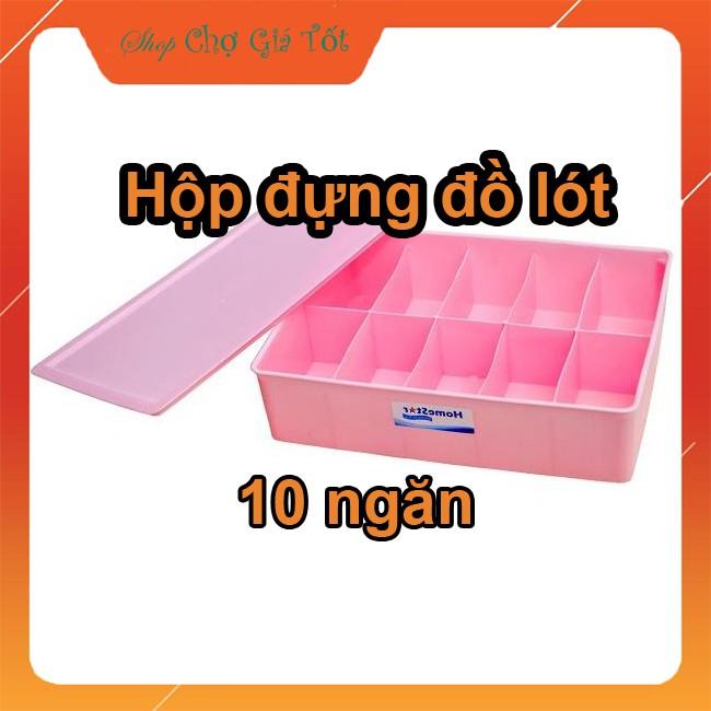 Hộp đựng đồ lót,tất vớ,găng tay 10 ngăn (Có nắp đậy)