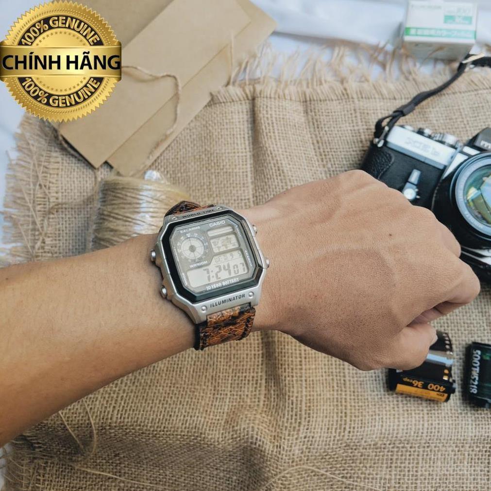 Cá tính với Dây đồng hồ da dê vân trăn rằn ri cao cấp .