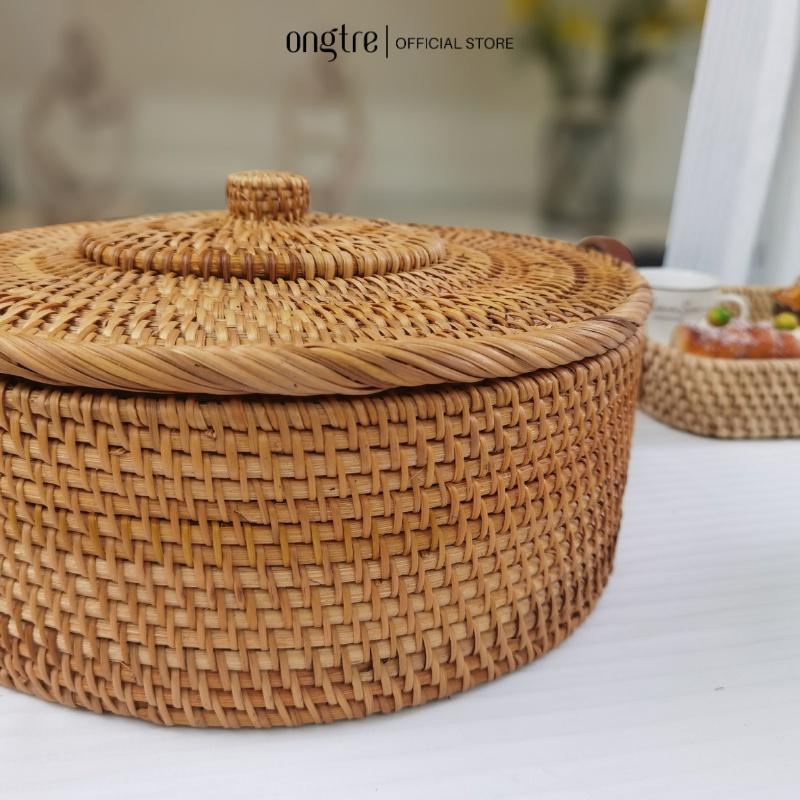 Hộp Mây Tre ONGTRE Đựng Đồ, Hoa Quả, Bánh Kẹo Decor Phong Cách Vintage