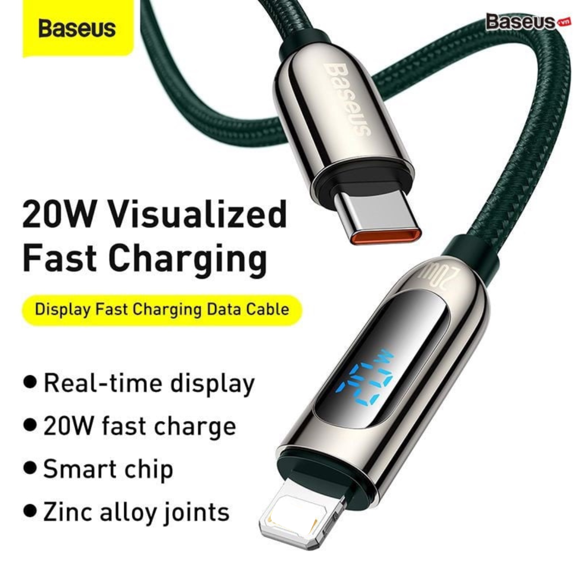 Cáp sạc nhanh Baseus Display Fast Charging Data Cable Type-C to IP 20W CATLSK- Hàng chính hãng