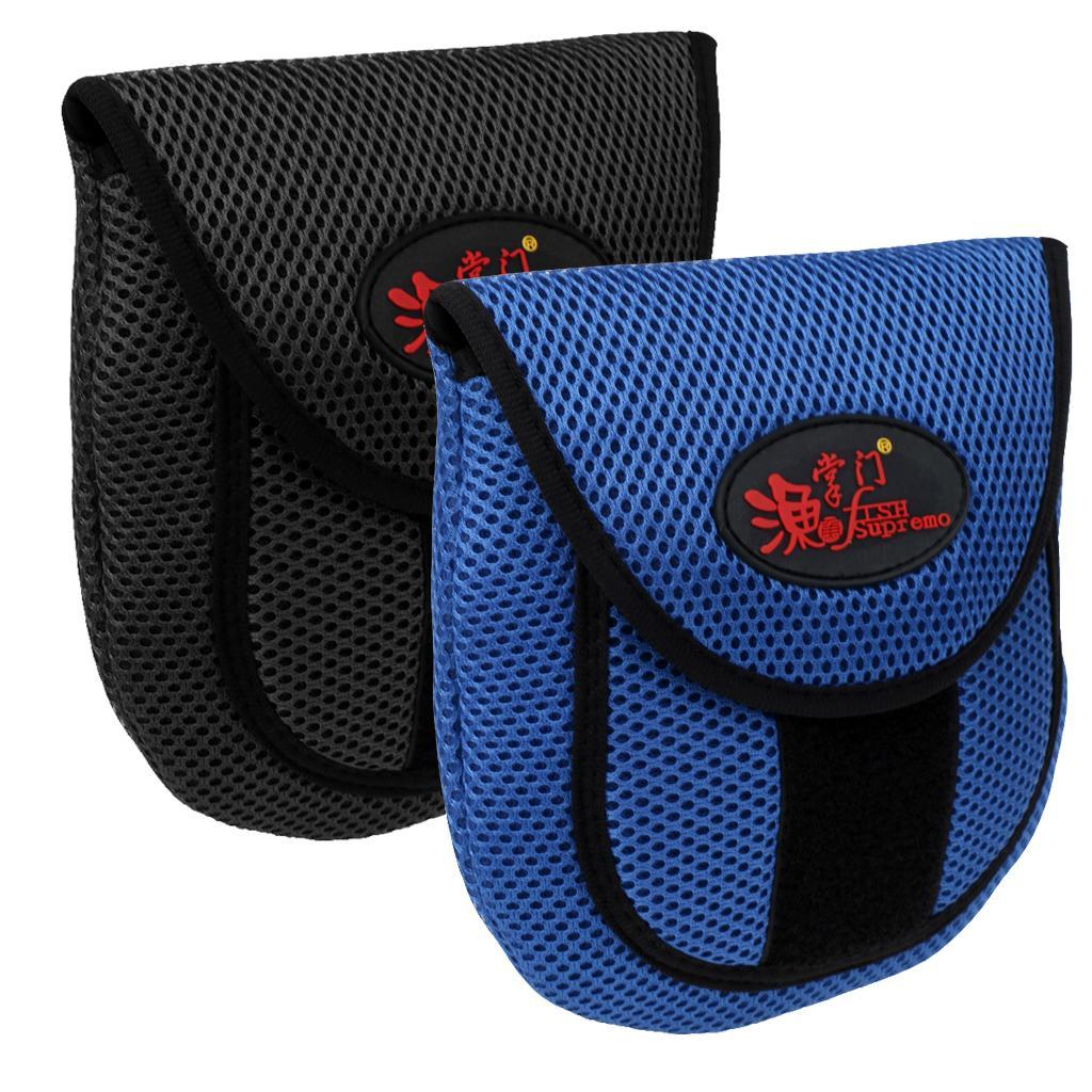 2 Pieces Bait Casting Fishing Reel Protective Case Cover Storage Bag Black