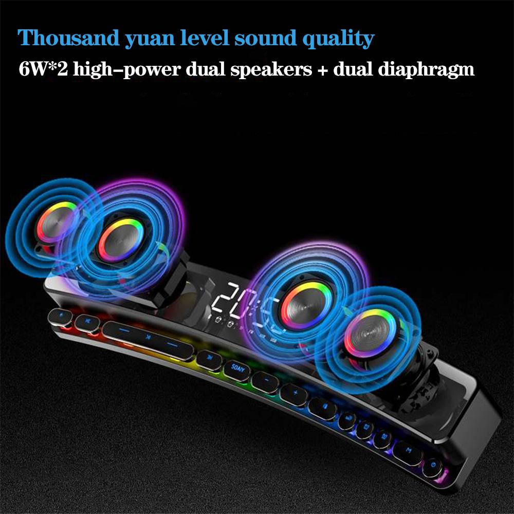 Soaiy SH39 Bluetooth RGB loa game không dây Stereo Subwofer usb aux tf pc máy tính âm thanh thanh âm thanh soundbar Color: Gaming version White