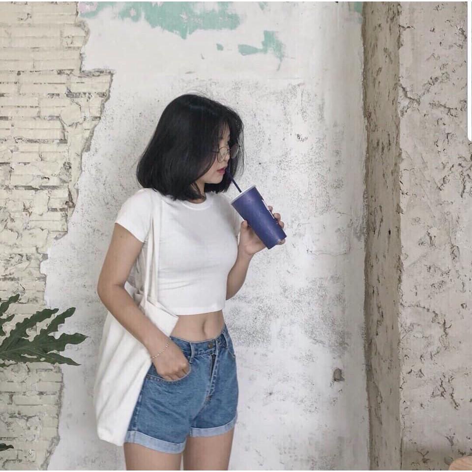Áo crotop cổ tròn, chất cotton cam kết đẹp đi chơi hay tập gym, yoga thoải mái