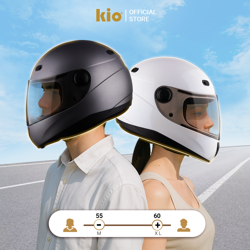 Mũ Bảo Hiểm Fullface Kio SafeStyle Rider KN09K, Kính Dài Phủ Nano Chống Tia UV, Lót Kháng Khuẩn Thoáng Khí - Xám Titan (nhám)