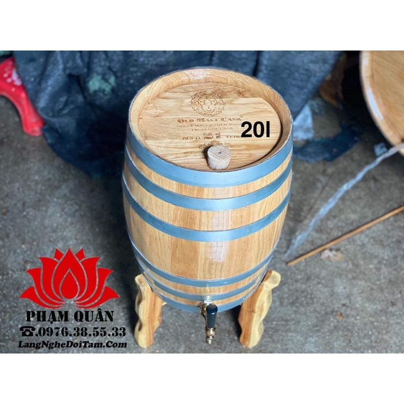 Thùng rượu gỗ sồi 20 lít dáng đứng, thùng gỗ sồi ngâm rượu