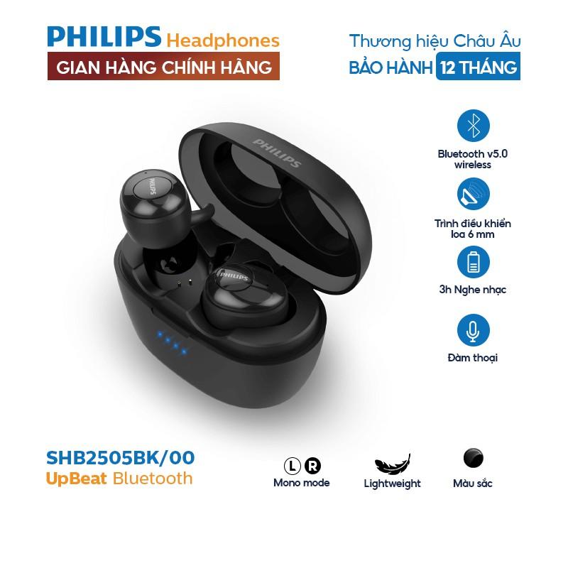 Tai nghe Philips SHB2505BK, Màu đen, Bluetooth - Hàng nhập khẩu