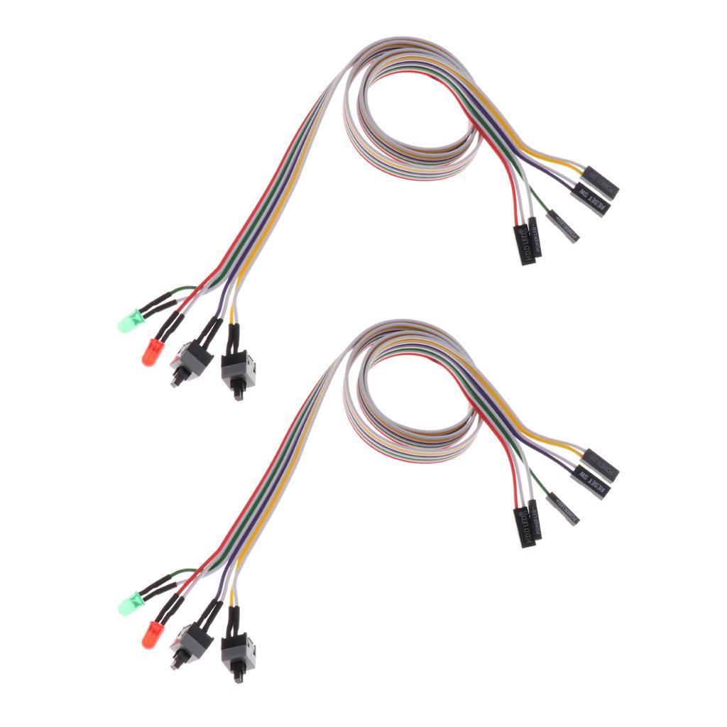 2x Power Supply Cord Replacement Reset LED Wire Kit for ATX Case Front Bezel