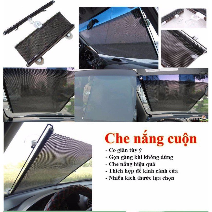 Rèm Che Chống Nắng Ô Tô Cuộn Phản Quang Loại Lớn 50x125cm Kèm Nút Hít Kính