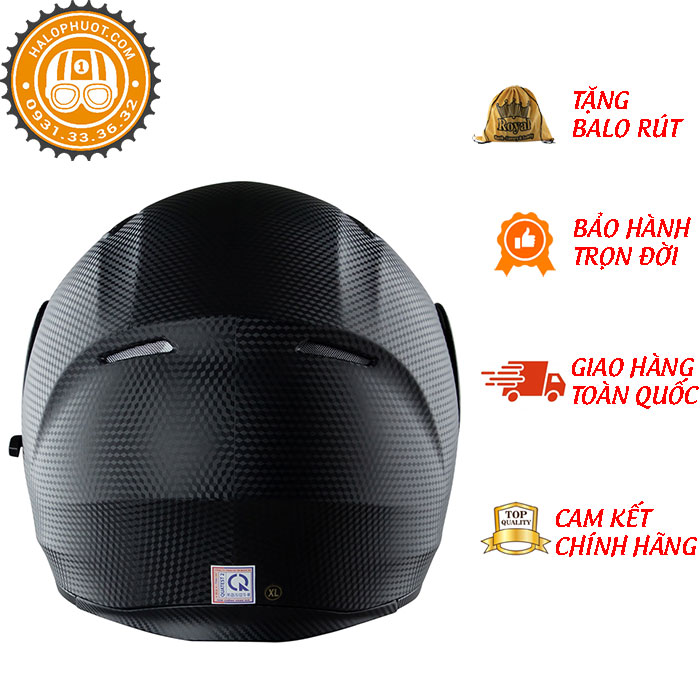 Mũ Bảo Hiểm Fullface Lật Cằm 2 Kính Royal M179 - Vân Carbon