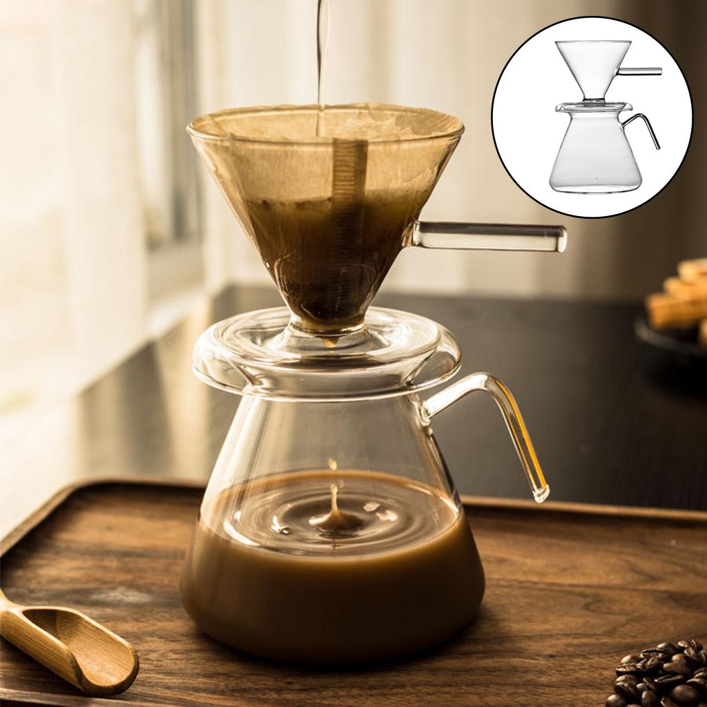 Pour Over Coffee Maker Glass Manual Drip Brewer Coffee Pot for Home Office