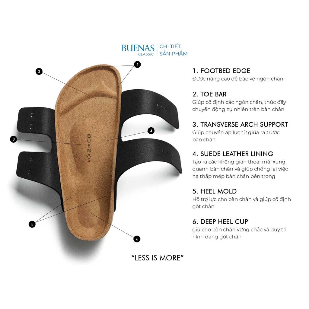 Dép đế trấu nam nữ unisex birken quai ngang Buenas - BU05 đen