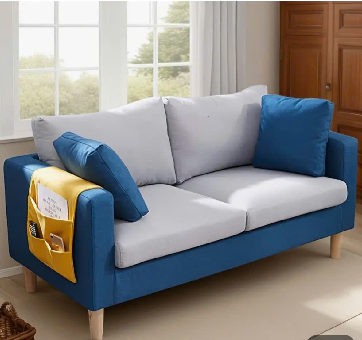 Sofa Juno Contemporary Japanese-Inspired Sofa with Storage - 2-Seater, Removable & Washable Cover, Hardwood Frame for Living Room