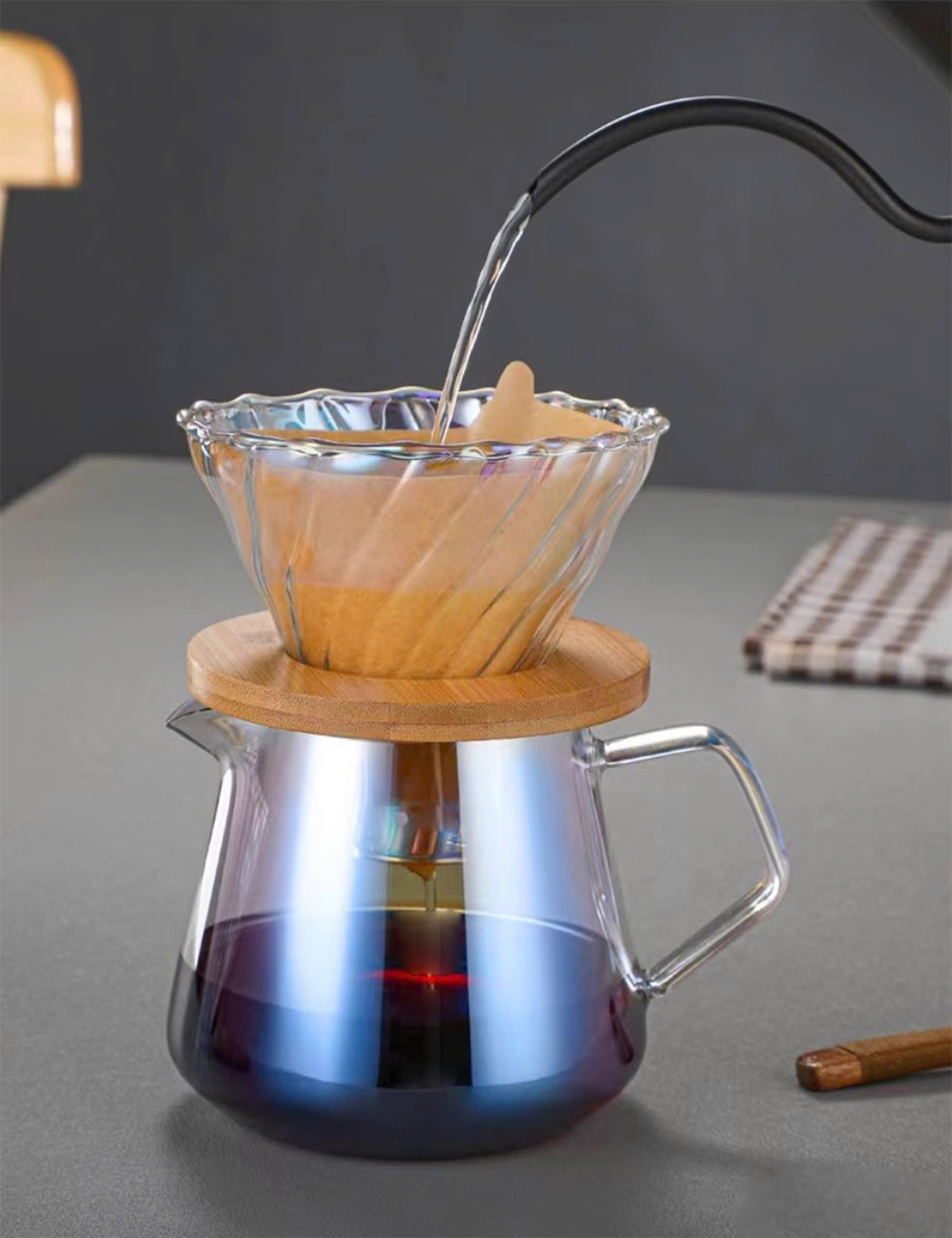 Bình thủy tinh chịu nhiệt pha cafe cà phê AKIRAKOKI không nắp
