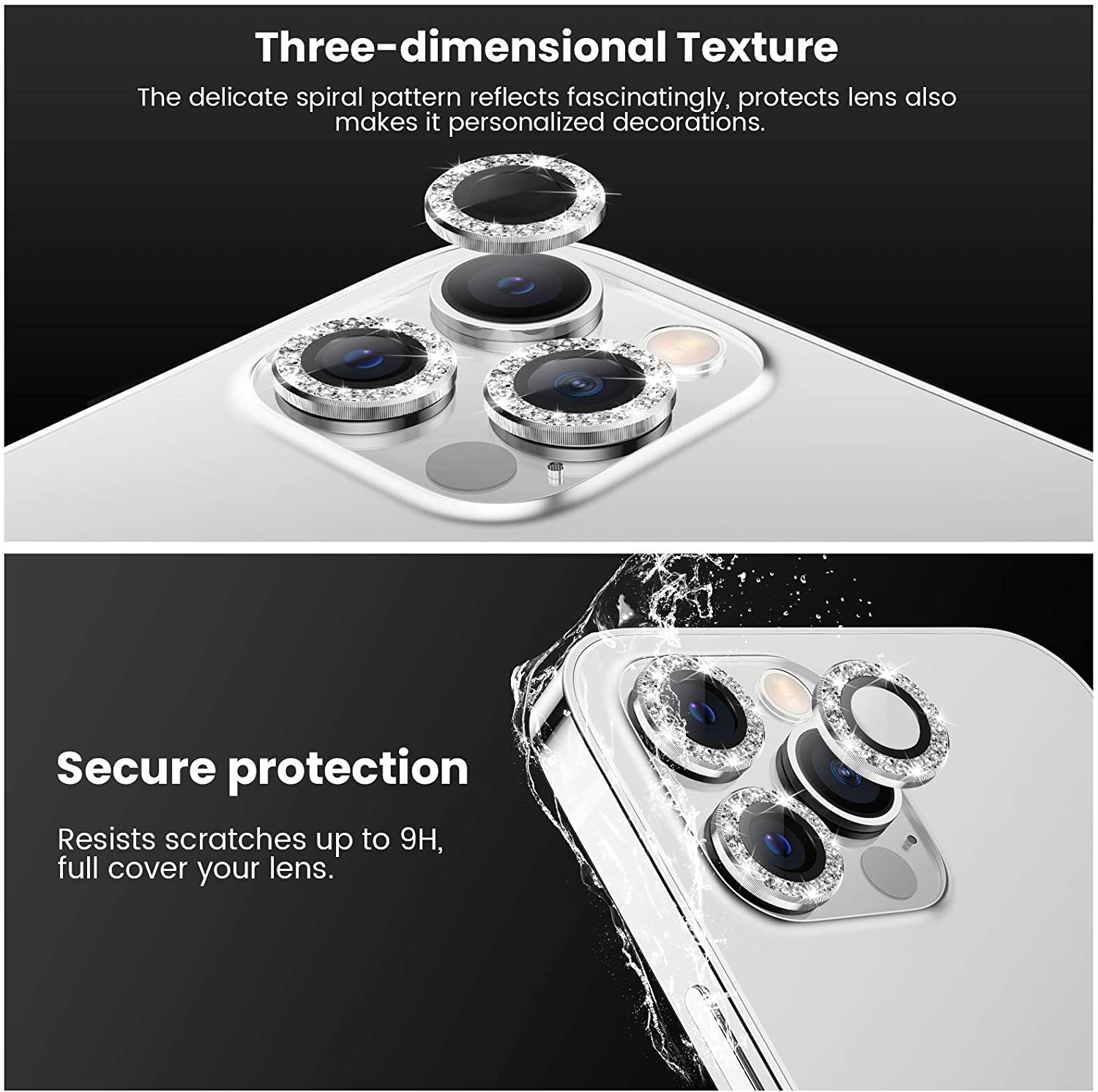 Bộ miếng dán kính cường lực Camera Diamond đính đá cho iPhone 12 Pro Max hiệu HOTCASE Kuzoom Lens Ring bảo vệ camera mang lại khả năng chụp hình sắc nét full HD - hàng nhập khẩu