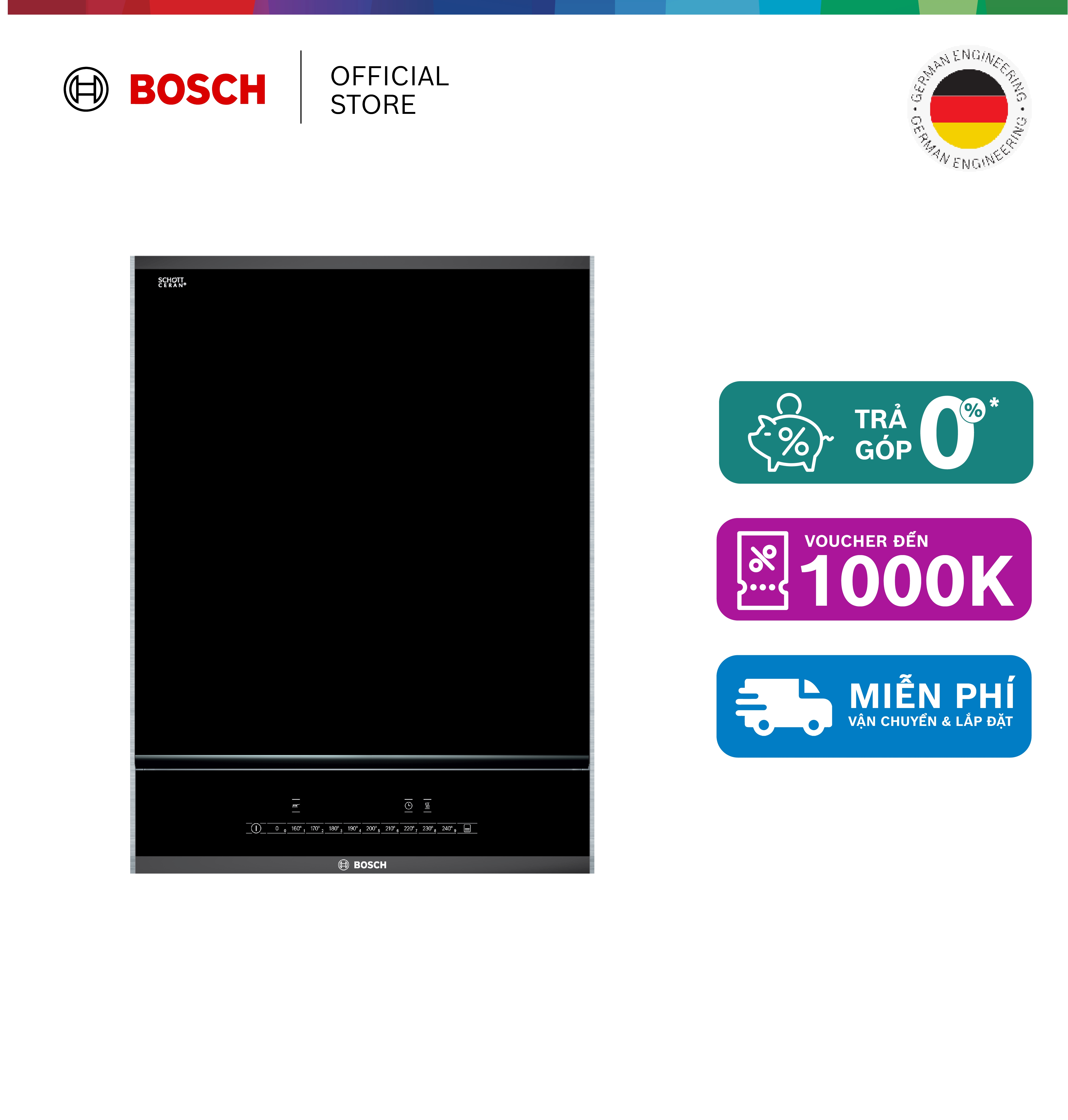 Bếp nướng Teppan Yaki 2 vùng nấu Bosch PKY475FB1E - Series 6 (40cm) - Hàng chính hãng