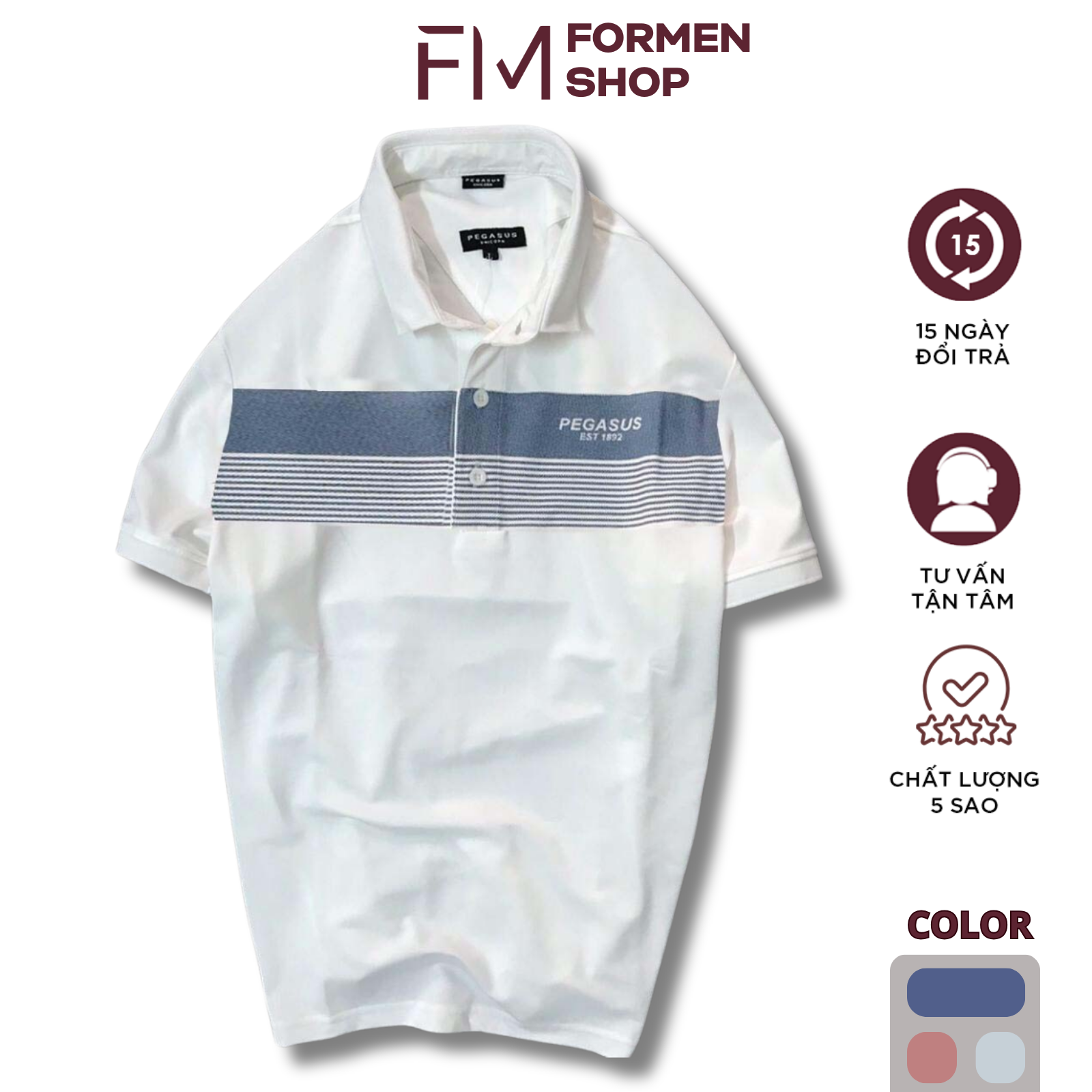 Áo Polo Nam Cổ Bẻ Ngắn Tay, Chất Liệu Vải Cá Sấu Cotton Cao Cấp, Trẻ Trung, Năng Động Formen Shop Fmps105 - Đỏ - Xl