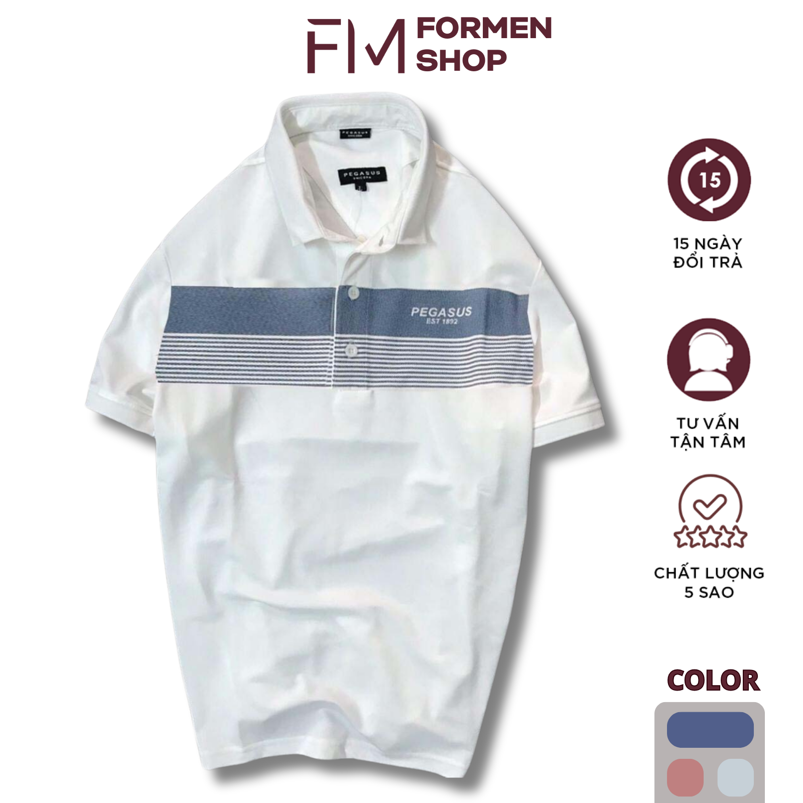 Áo Polo nam cổ bẻ ngắn tay, chất liệu vải cá sấu cotton cao cấp, trẻ trung, năng động – FORMEN SHOP – FMPS105