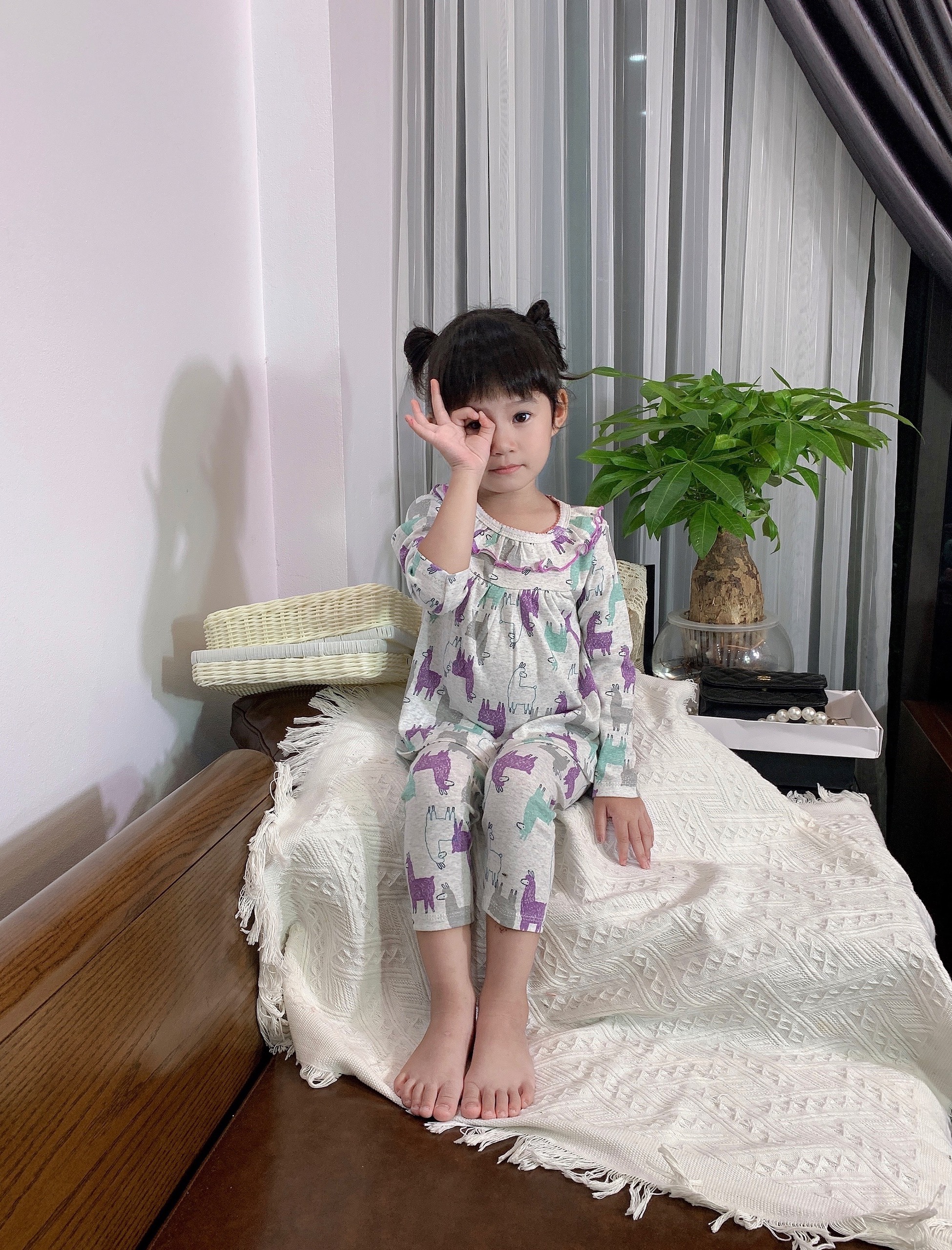 Đồ bộ ngủ dài tay cho bé gái size 5-20KG chất thun cotton mềm mại thoáng mát