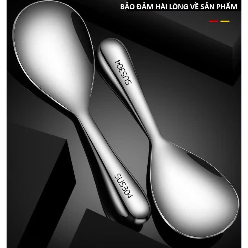 Muỗng Xới Cơm Inox Cao Cấp - Muôi Xới Cơm INOX 20cm, Cán Cầm Dài, Cách Nhiệt An Toàn - HÀNG CHÍNH HÃNG MINIIN