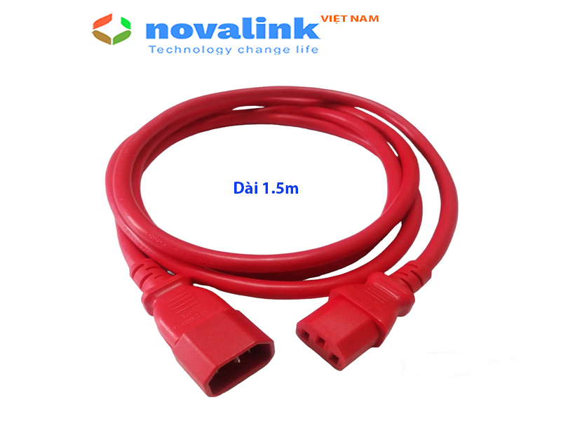 Dây nguồn C13 C14 dài 1.5m màu đỏ - Lõi đồng 3G x 1.31mm, chuẩn UL - Hàng chính hãng