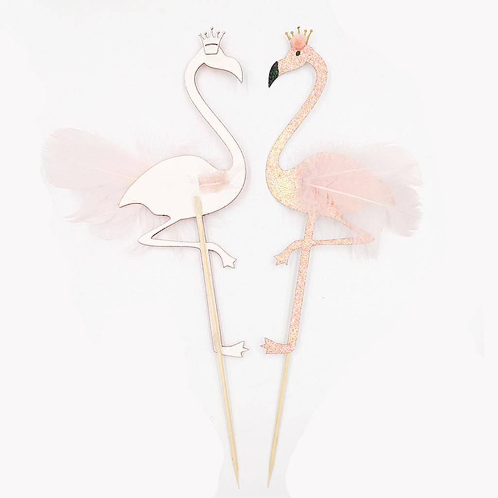 5 Pieces Glitter Tropical Flamingo Cake Toppers Baby Shower Party Decoration