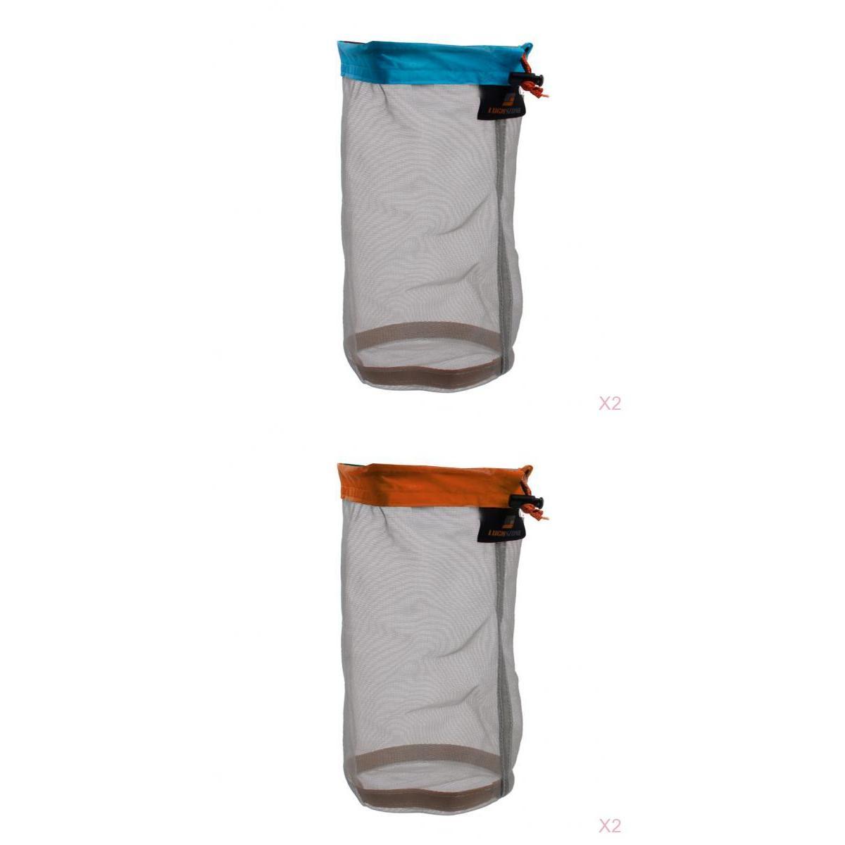 4 Pieces Mesh Drawstring Bag Mesh Stuff Sack Nylon Mesh Bag for Hiking