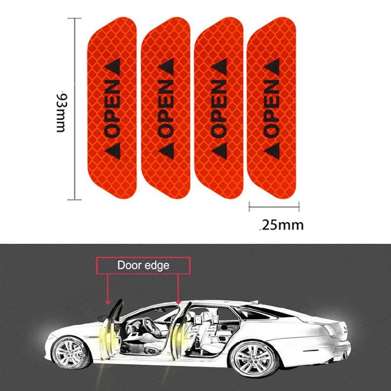 【Có hàng sẵn】Bộ 4 miếng dán Open phản quang cảnh báo an toàn khi mở cửa ô tô xe hơi