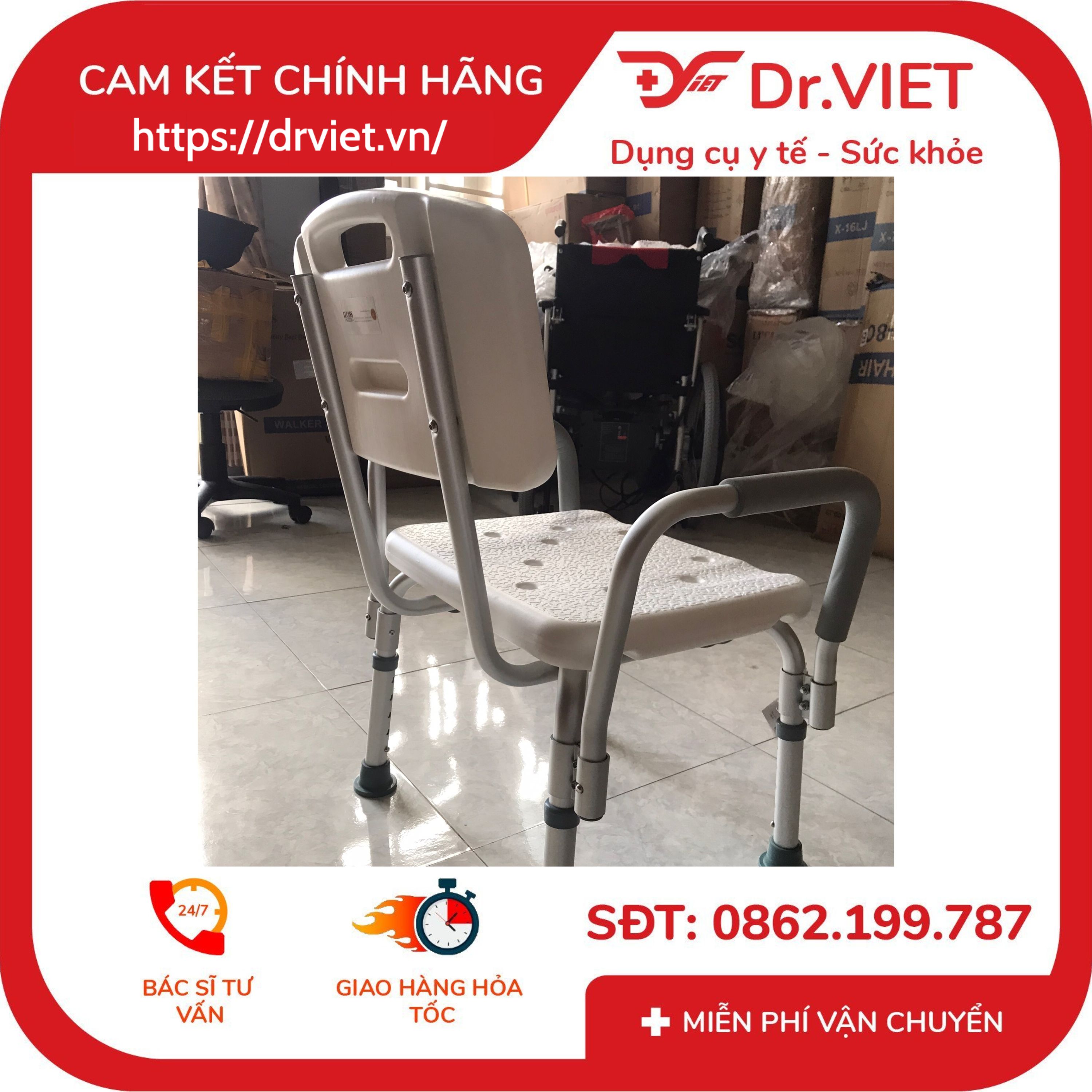 Ghế tắm khung nhôm tựa lưng SC-98TL kèm bộ ốc vít