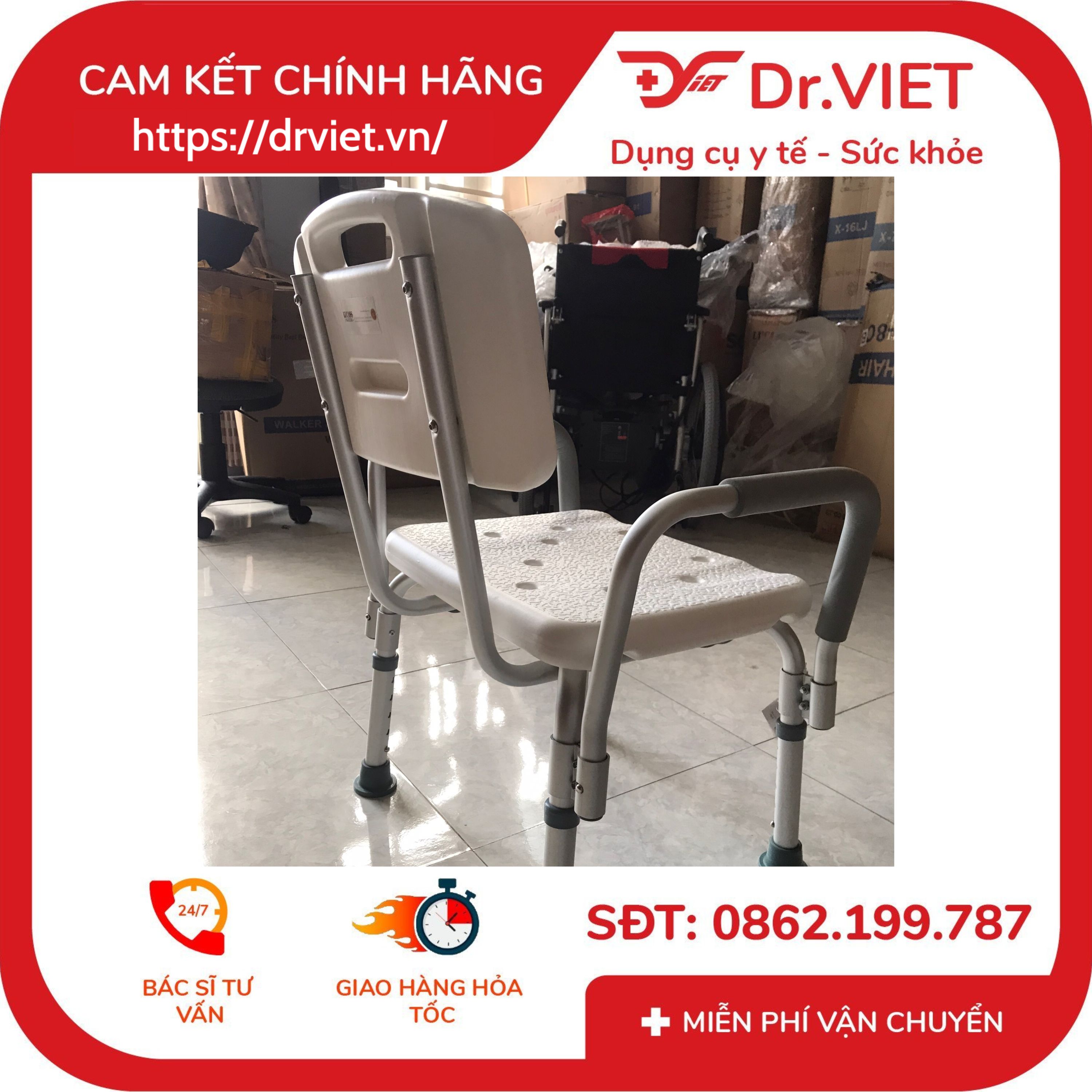 Ghế tắm khung nhôm tựa lưng SC-98TL kèm bộ ốc vít