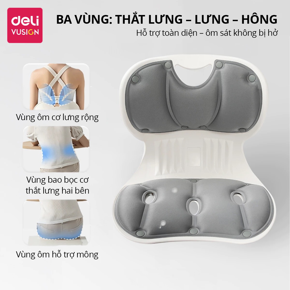 Ghế Công Thái Học Deli Điều Chỉnh Tư Thế Ngồi Chống Gù Lưng, Ghế Bệt Tựa Lưng Chỉnh Dáng Cho Bé, Mẹ Bầu, Văn Phòng