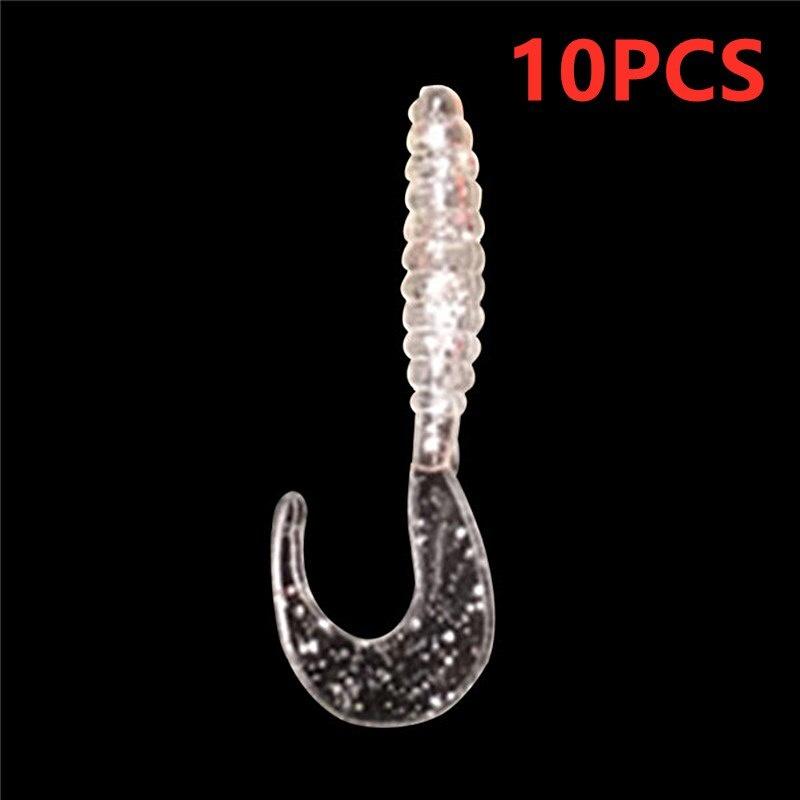 10PCS/Set Fashion Silicone Rubber Fake Maggots Bait Luminous Mini Tail Soft Bait Worm Fishing Lures Fishing Bait 3.5cm/0.7g