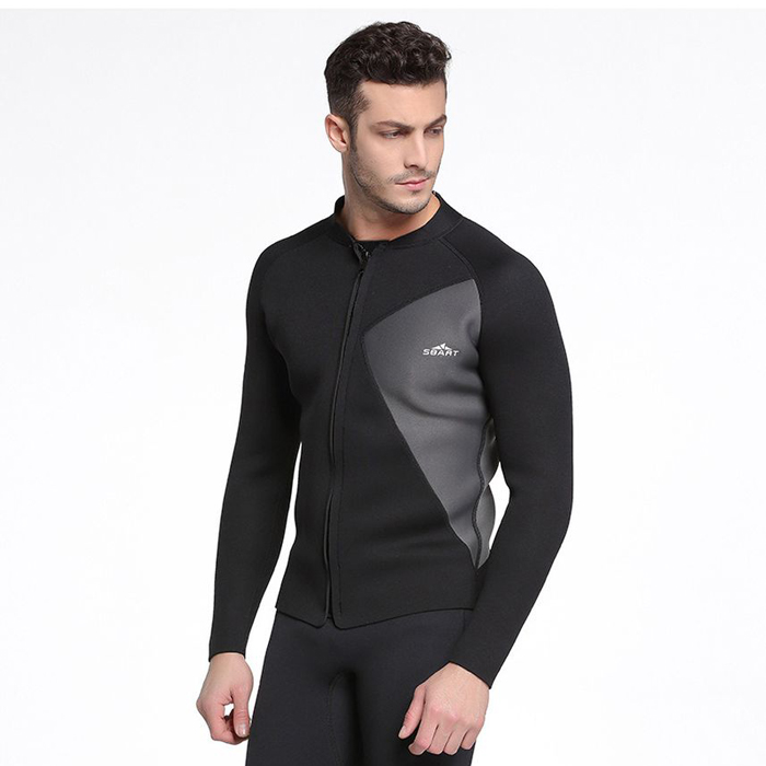 Men's 3mm Neoprene Long Sleeve Wetsuit Coat Thick Surf Snorkeling Top Diving Jacket