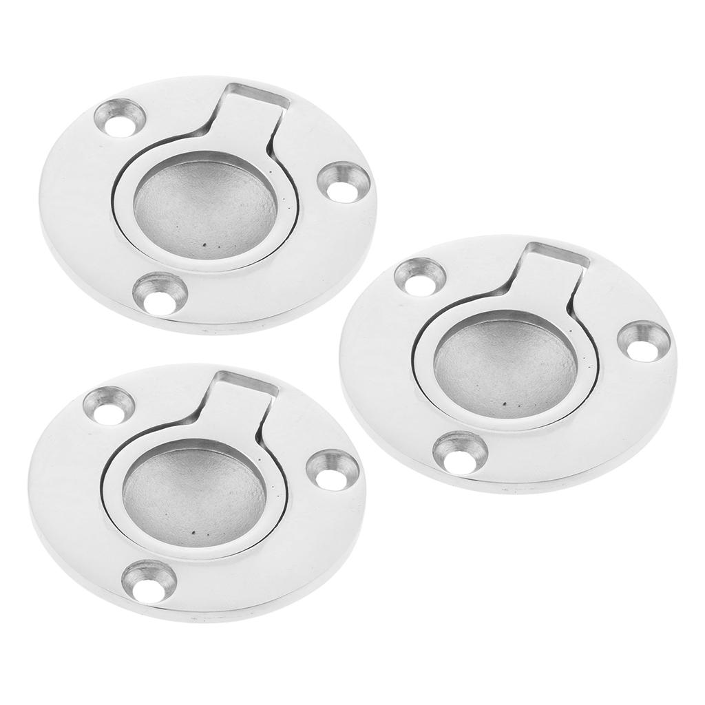 3Pcs Stainless Steel 316 Marine Boat Flush Pull Latch Lift Handle 50mm