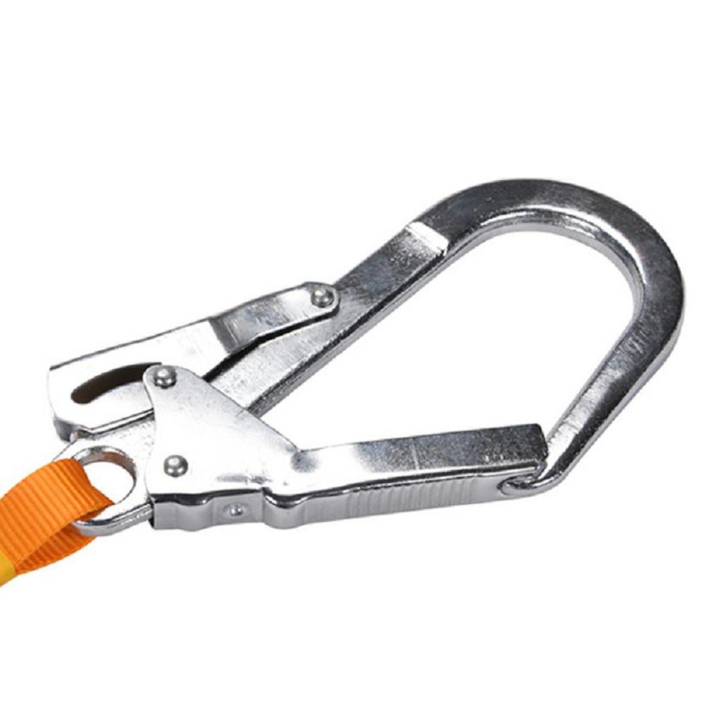 Safety Lanyard,Outdoor Climbing Harness Belt Lanyard Fall Protection Rope Large Snap Hooks, Carabineer