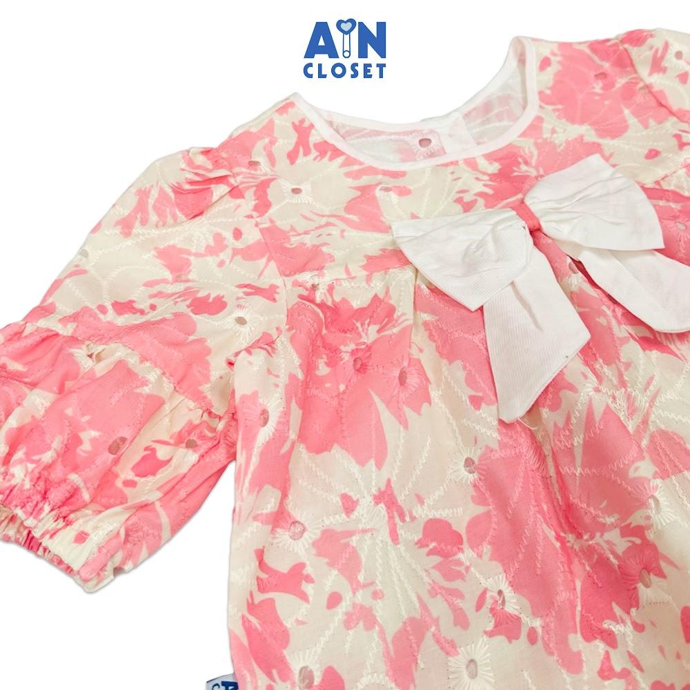 Áo Sơ mi Trắng Ngắn tay bé gái họa tiết Hoa Hồng Cotton Thêu - AICDBGSMPITL - AIN Closet