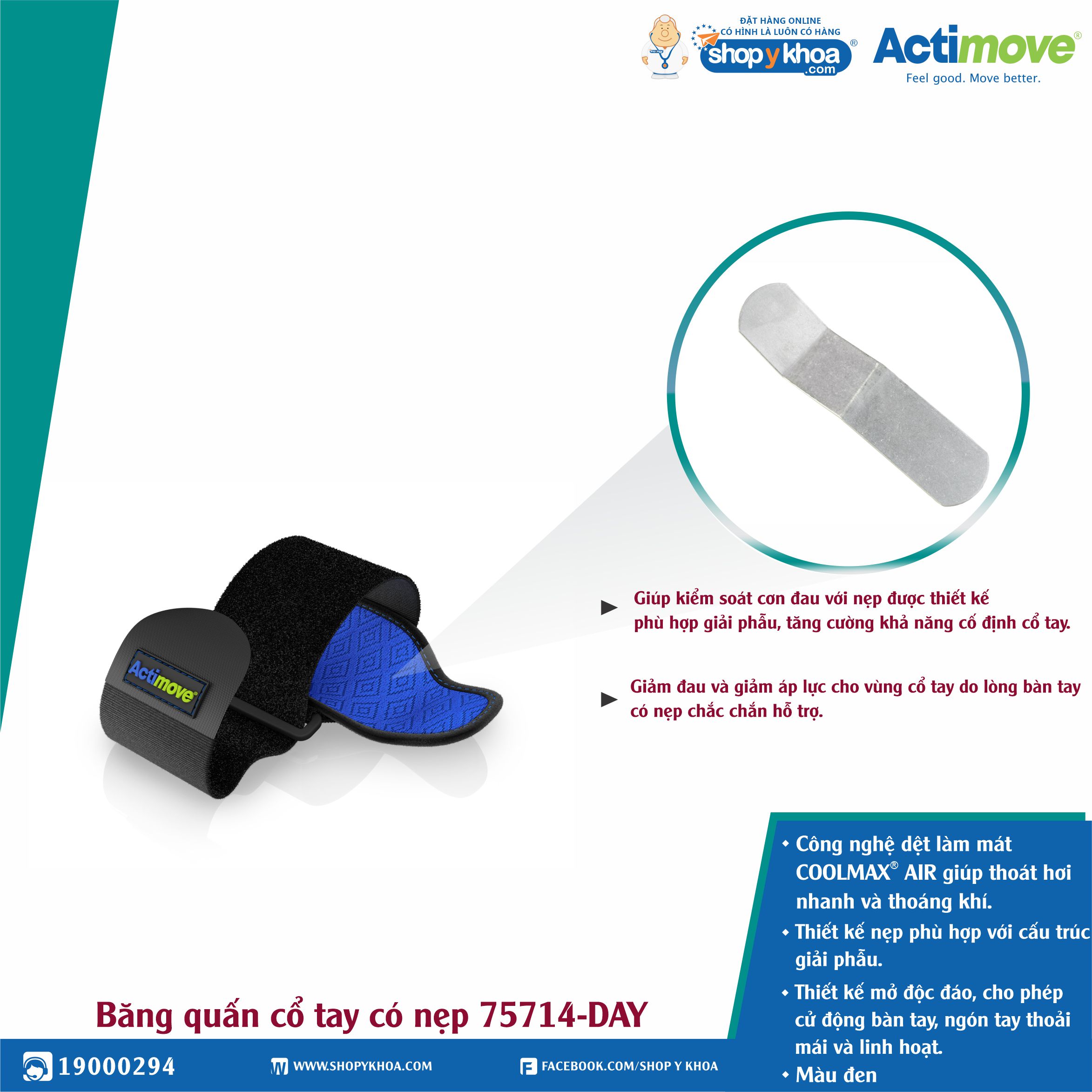 Băng quấn cổ tay có nẹp 75714-DAY Actimove Wrist Stabilizer Carpal