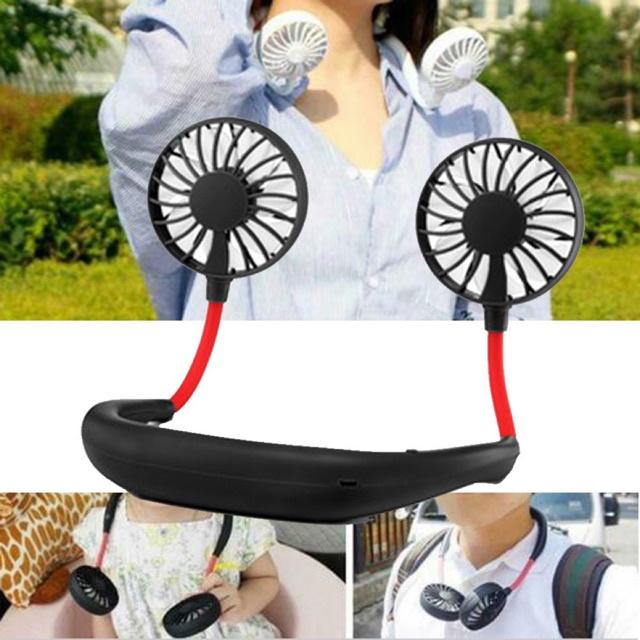 Yumeshop94Quạt USB cầm tay mini đeo cổ - Quạt tích điện mini đeo cổ tiện lợi dành cho mùa hè nắng nóng