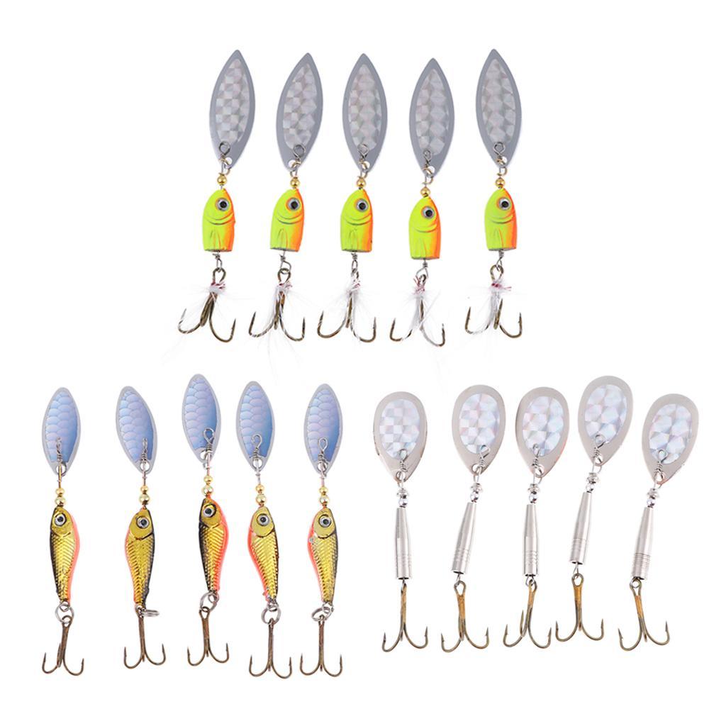 5pcs Fishing Lure Spinnerbait, Bass Trout Salmon Hard Metal Spinner Baits Kit