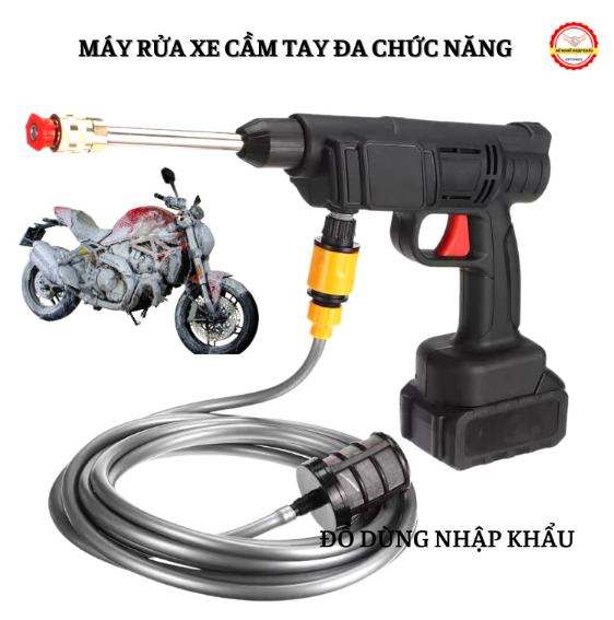 Máy rửa xe tạo bọt tuyết cầm tay, máy xịt tăng áp đa năng nhiều vòi - Kèm 2PIN và phụ kiện